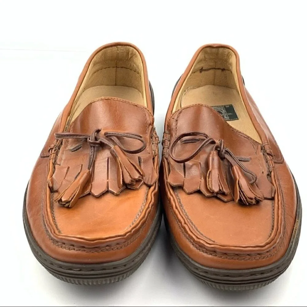 Cable & Co Mens loafers size 12 cognac brown Italian vintage leather